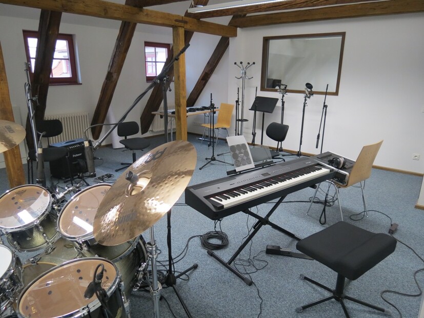 Aufnahmeraum im Tonstudio der Musikschule der Stadt Ehingen.